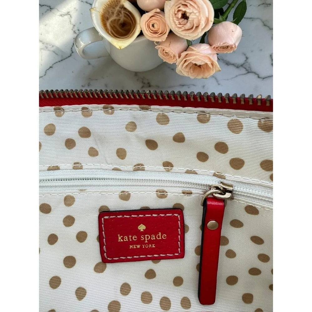 Kate Spade WKRU1427 Red Genuine Cow‎ Leather Chain Crossbody Purse OS